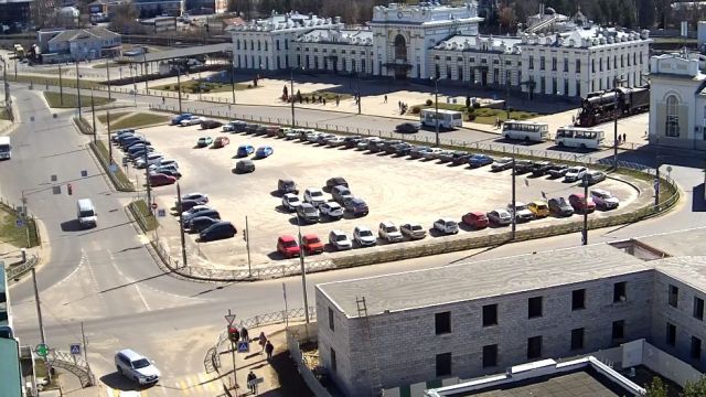 Rillway square in Rybinsk city, Russia