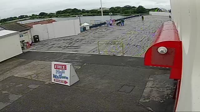 Entrance to Southport Pier in Southport town, UK