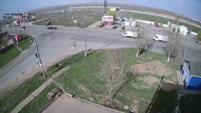 Crossroad of Profsoyuznaya street and Kuznetskaya street in the village of Srednyaya Akhtuba, Russia