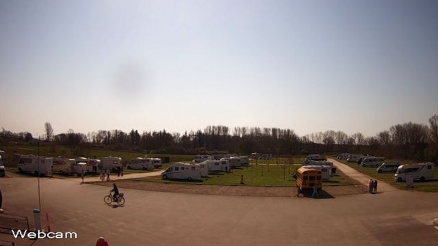 Parking lot for car camping in Damp park, Germany