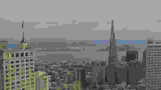 Transamerica Pyramid and Treasure Island, San Francisco, CA, USA