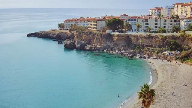 Caletilla beach on the coast of Nerja city, Spain