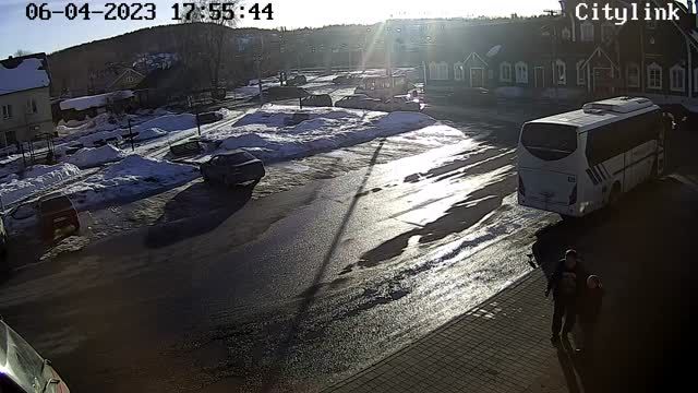 Bus station in Medvezhyegorsk city, Russia