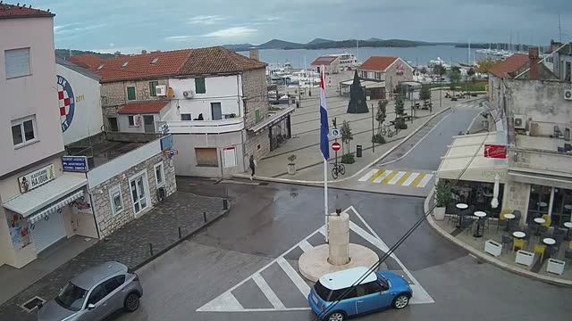 Crossroad of Hrvatskih Vladara street and Butina street in Murter city, Croatia