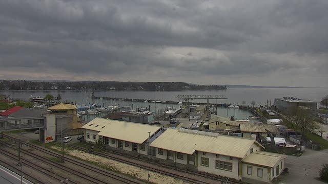 Coastline with a jetty in Konstanz town, Germany
