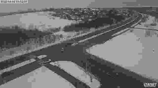 Crossroad of Checherinskaya street and Gostilitskoye highway in St. Petersburg city, Russia
