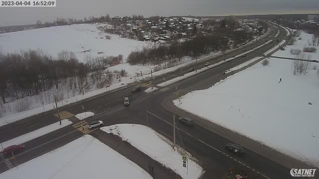 Crossroad of Checherinskaya street and Gostilitskoye highway in St. Petersburg city, Russia