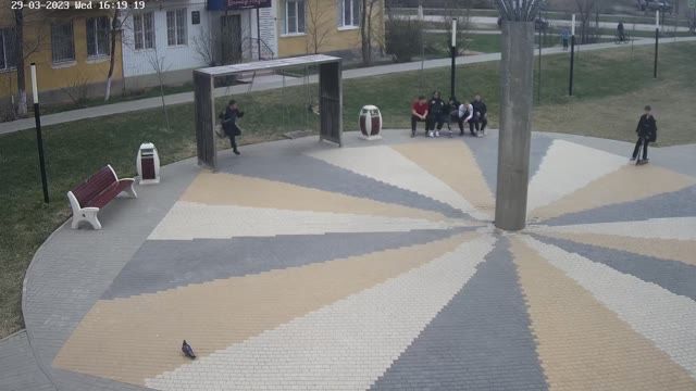 Swing in the park on Tsiolkovsky street in Akhtubinsk city, Russia