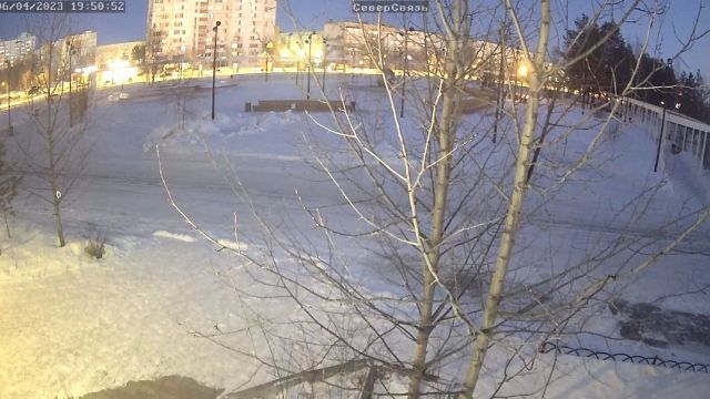 Fountain in the park on Lenin street in Noyabrsk city, Russia