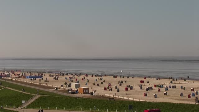 Beach in Neuharlingersiel city, Germany