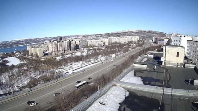 Kolsky avenue in Murmansk city, Russia