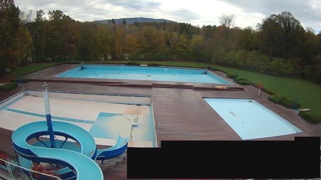 Swimming pool on an island in Maribor, Slovenia