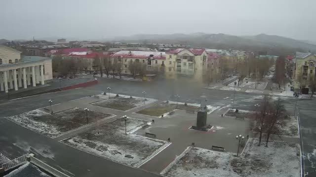 Lenin Square in Mednogorsk city, Russia