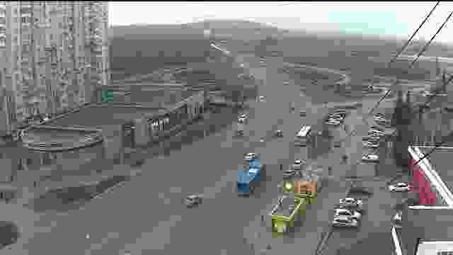Road to Kuznetsky bridge in Novokuznetsk city, Russia