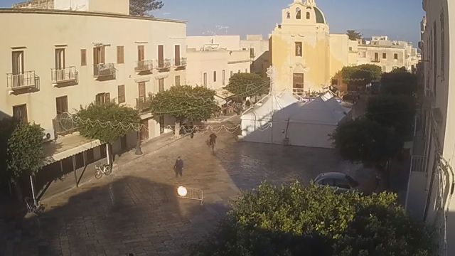 Madrice Square - Mother Church of Maria SS. immaculate on the island of Favignana, Italy