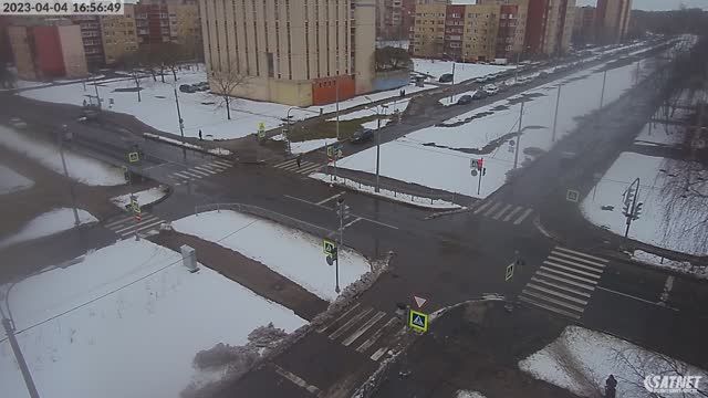 Crossroad of Botanicheskaya street and Chebyshevskaya street in St. Petersburg city, Russia