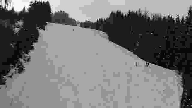 Сhairlift and ski slope in the Slap Svitan Nature Reserve, Slovenia