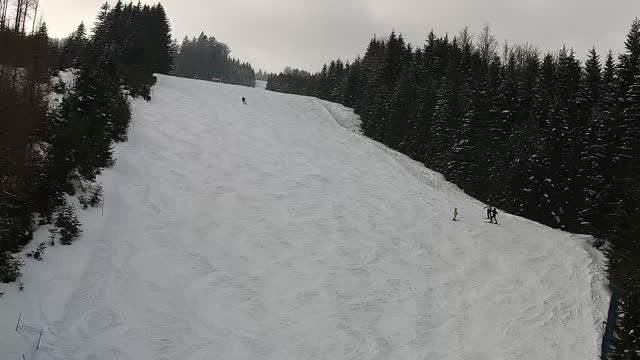 Сhairlift and ski slope in the Slap Svitan Nature Reserve, Slovenia