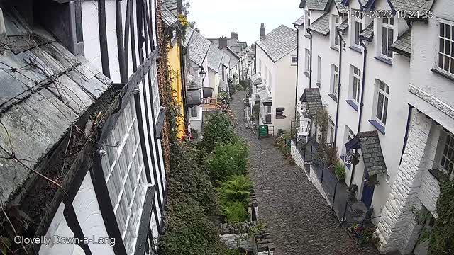 High street in Clovelly village, England, UK (cam #2)