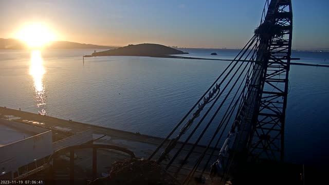 Falcon's nest with San Francisco Bay in the background, CA, USA
